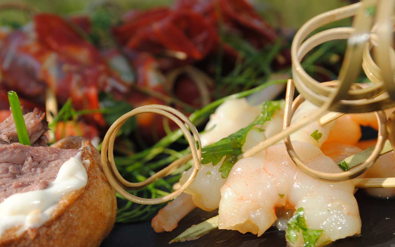 Selection of hand-prepared canapes and salads